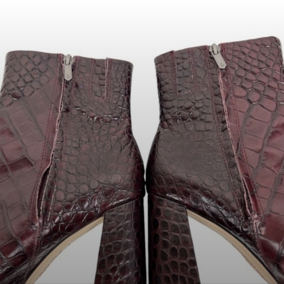 Sam Edelman Codie 2 Square Toe Ankle Bootie Boots Red Bordeaux Croc Size 9.5 - Picture 12 of 14